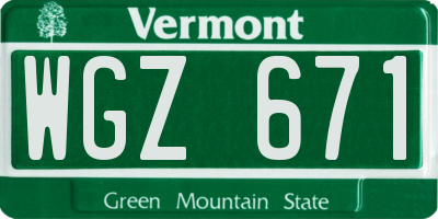VT license plate WGZ671