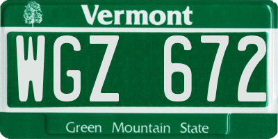 VT license plate WGZ672