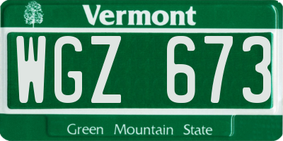 VT license plate WGZ673