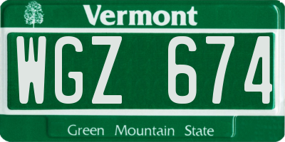 VT license plate WGZ674