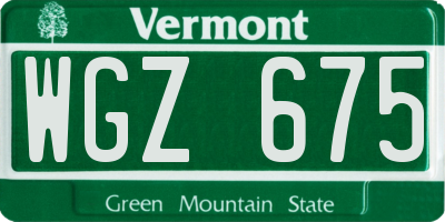 VT license plate WGZ675