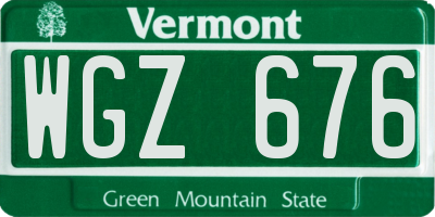 VT license plate WGZ676