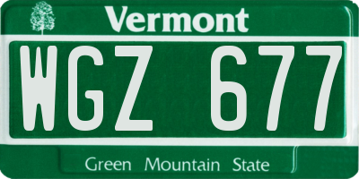 VT license plate WGZ677