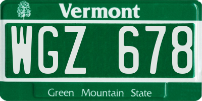 VT license plate WGZ678
