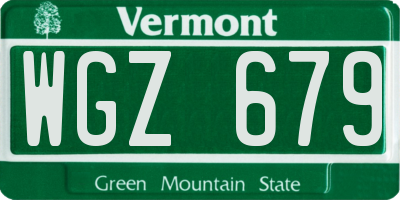 VT license plate WGZ679