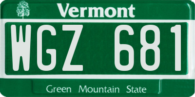 VT license plate WGZ681
