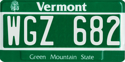 VT license plate WGZ682