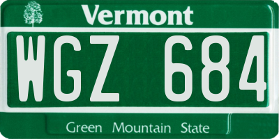 VT license plate WGZ684