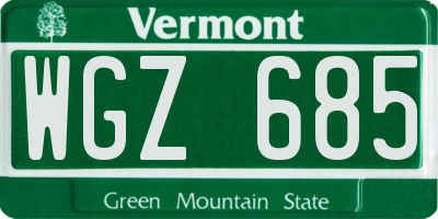 VT license plate WGZ685