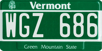 VT license plate WGZ686