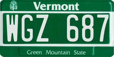 VT license plate WGZ687