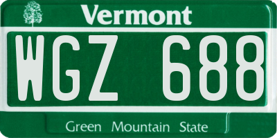 VT license plate WGZ688
