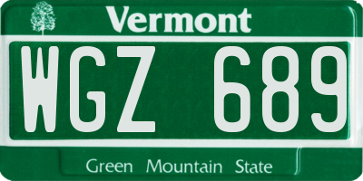 VT license plate WGZ689