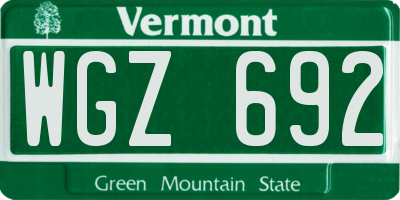 VT license plate WGZ692