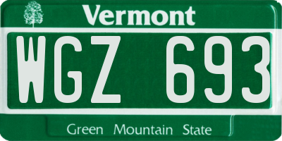 VT license plate WGZ693