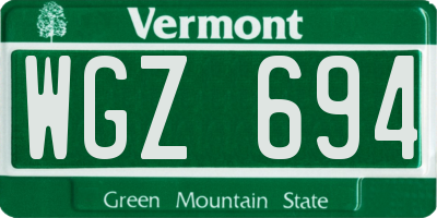VT license plate WGZ694