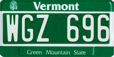 VT license plate WGZ696