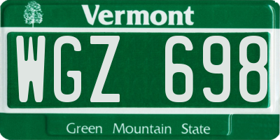 VT license plate WGZ698