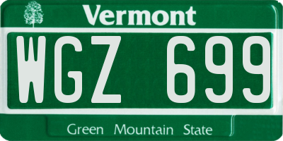 VT license plate WGZ699