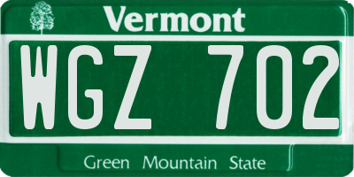 VT license plate WGZ702