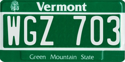 VT license plate WGZ703