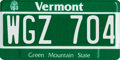VT license plate WGZ704
