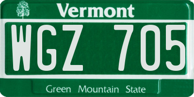 VT license plate WGZ705