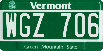 VT license plate WGZ706