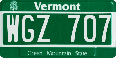 VT license plate WGZ707