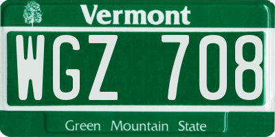 VT license plate WGZ708