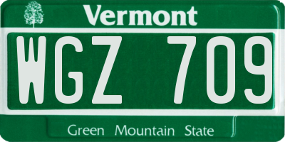 VT license plate WGZ709