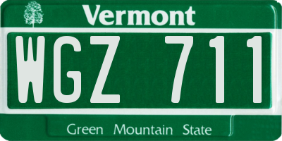 VT license plate WGZ711