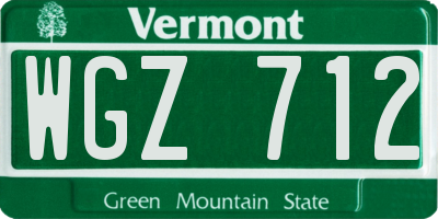 VT license plate WGZ712