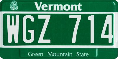 VT license plate WGZ714