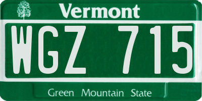 VT license plate WGZ715