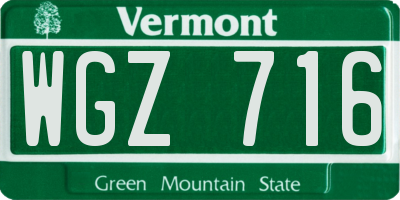 VT license plate WGZ716