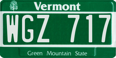 VT license plate WGZ717