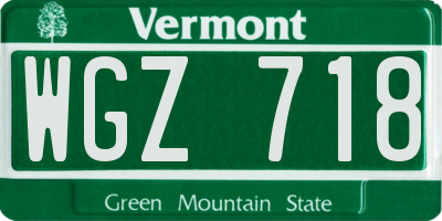 VT license plate WGZ718