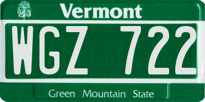 VT license plate WGZ722