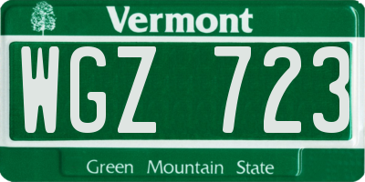 VT license plate WGZ723