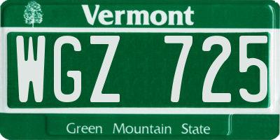 VT license plate WGZ725