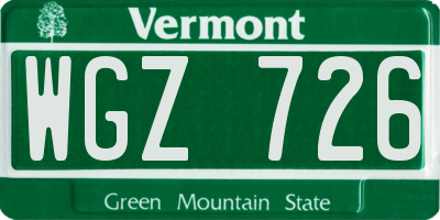 VT license plate WGZ726