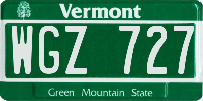 VT license plate WGZ727
