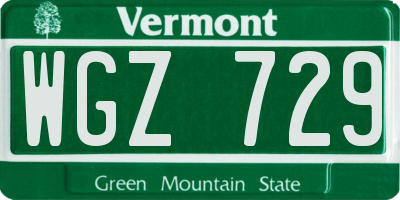 VT license plate WGZ729