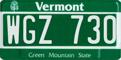 VT license plate WGZ730