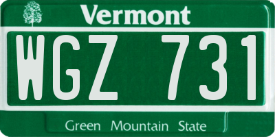 VT license plate WGZ731