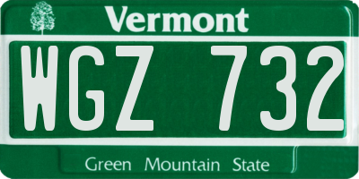 VT license plate WGZ732