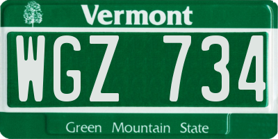 VT license plate WGZ734