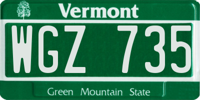 VT license plate WGZ735