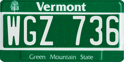 VT license plate WGZ736